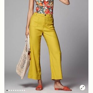 The Colette Cropped Wide-Leg Pants by Maeve: Linen Edition